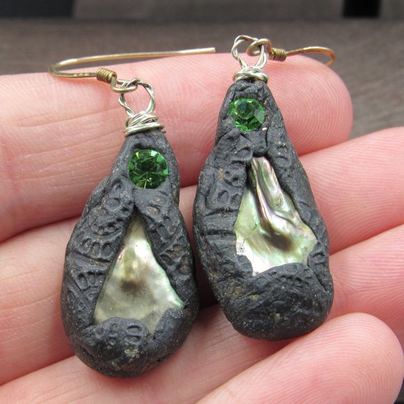 Sterling Silver Teardrop Abalone Shell Earrings Vintage Wedding Engagement Anniversary Beautiful Everyday Minimalist Cute